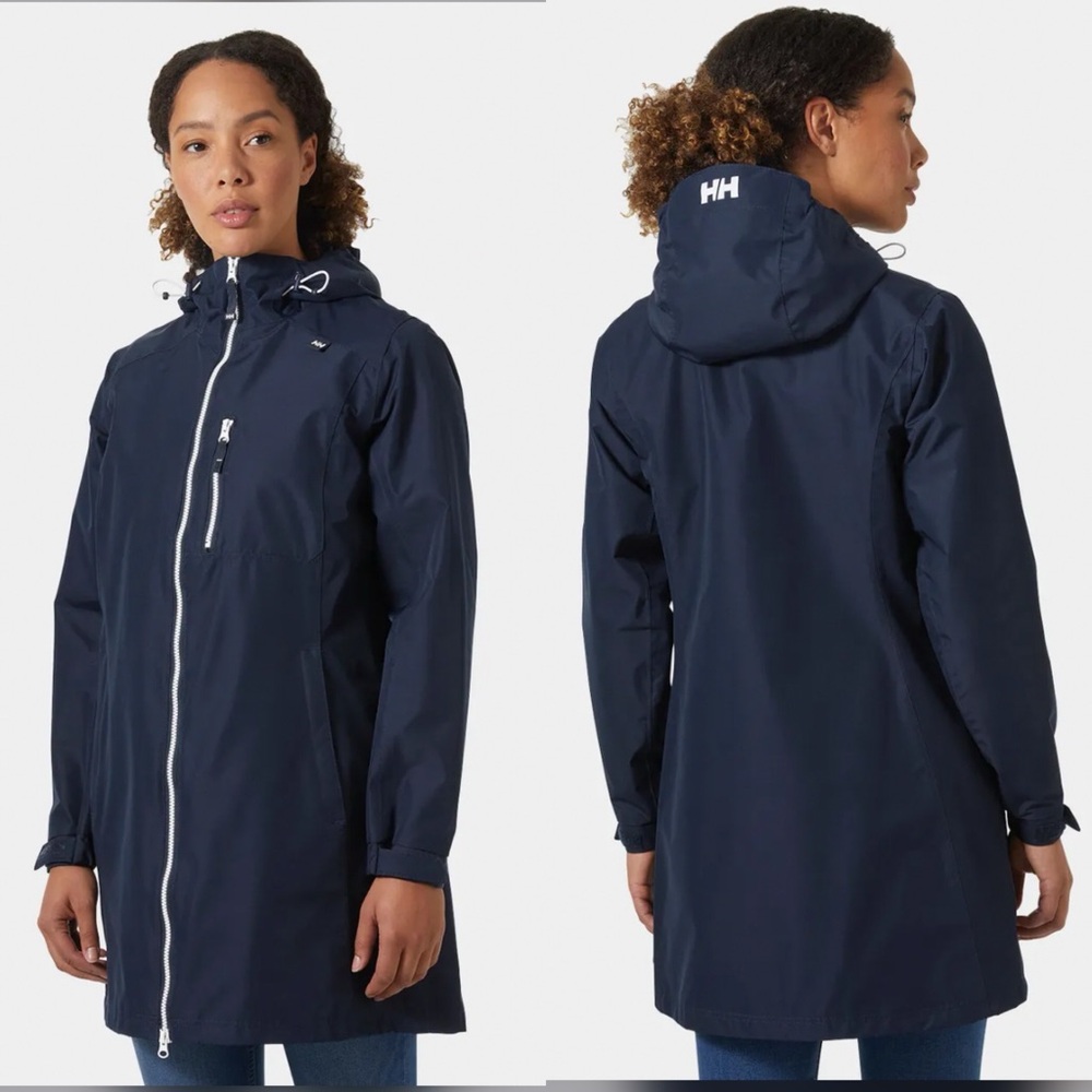 Helly Hansen Belfast Rain Coat Long Navy Blue Size Medium NEW